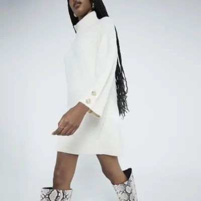 Cream High Neck Jumper Mini Dress sold by River Island