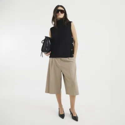 Black Polo Neck Tank Top sold by River Island