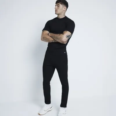 Black Pique Skinny Fit Joggers sold by River Island