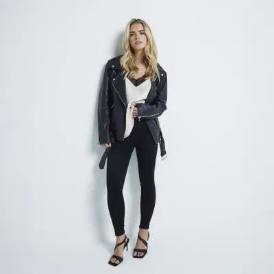 Petite Black Mid Rise Sculpt Molly Jeggings sold by River Island