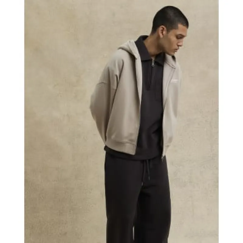 Stone Long Sleeve Zip Through Luminis Hoodie sold by River Island