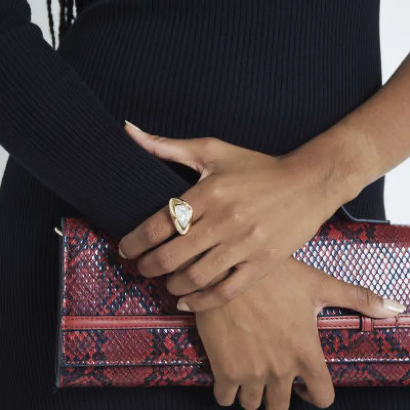 Gold Crystal Gem Ring sold by River Island