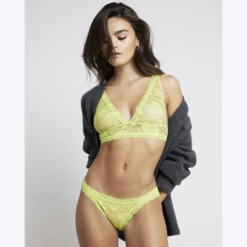 Yellow Lace Plunge Bralette sold by River Island