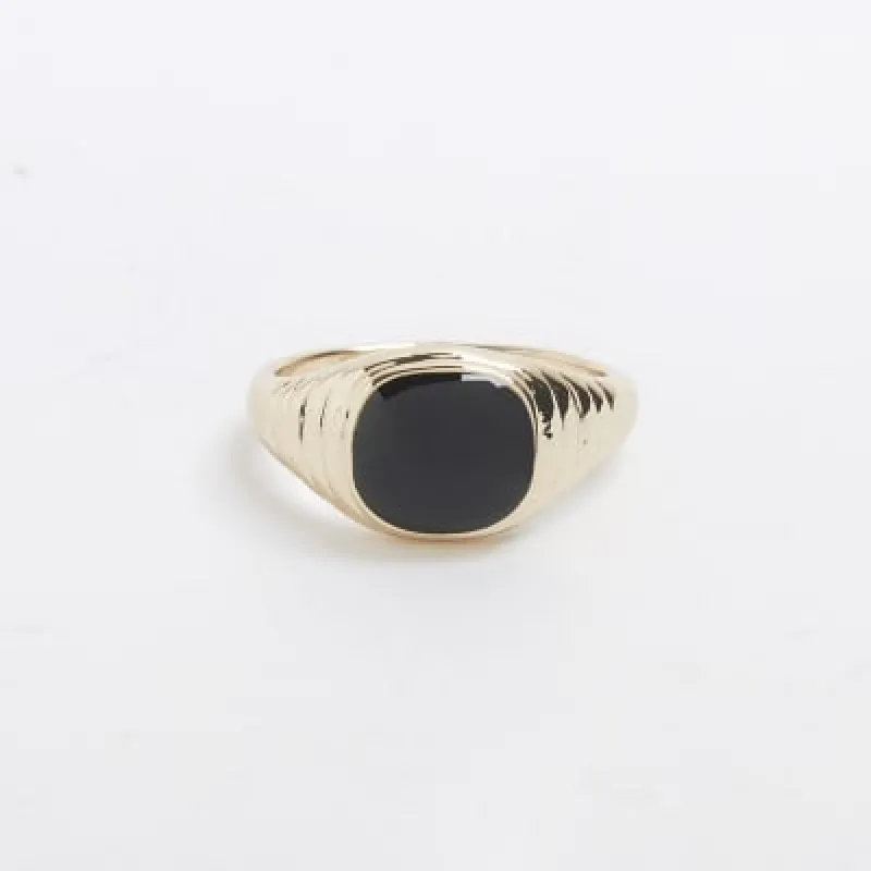 Gold Premium Square Onyx Ring sold by River Island