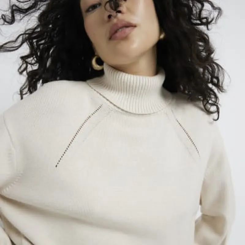 Cream Roll Neck Jumper sold by River Island