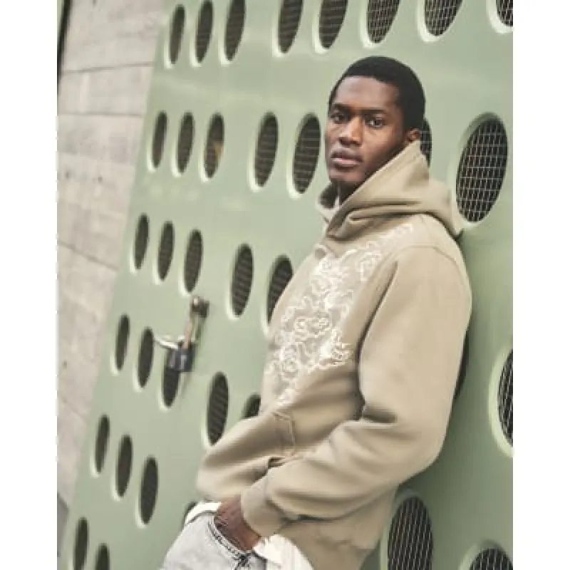 Khaki Regular Fit Crane Embroidery Hoodie sold by River Island