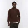 Rust slim fit soft half zip funnel jumper sold by River Island