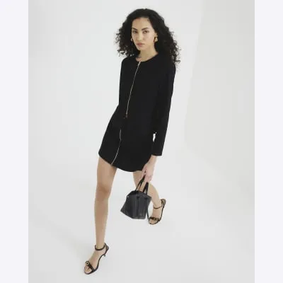 Black Long Sleeve Zip Jacket sold by River Island