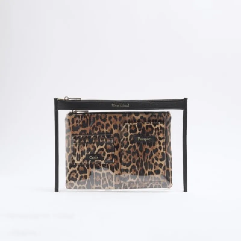 Brown Leopard Travel Wallet Bundle sold by River Island
