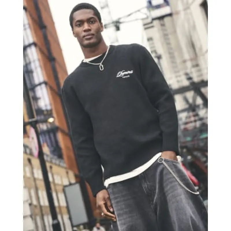 Black Long Sleeve Boucle Luminus Sweatshirt sold by River Island