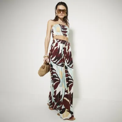 Blue Leaf Print Top and Skirt Set sold by River Island