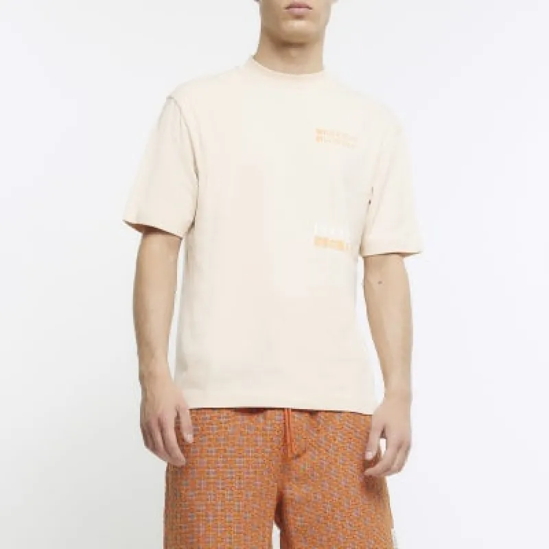 Stone regular fit Japanese graphic t-shirt sold by River Island