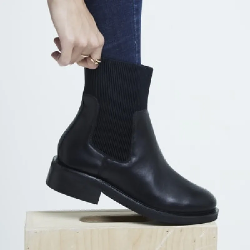 Black Leather Chelsea Ankle Boots sold by River Island