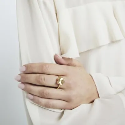 Gold Stainless Clover Ring sold by River Island