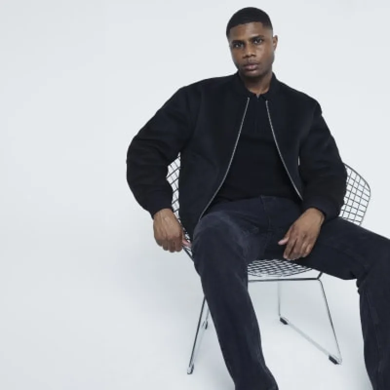 Black Faux Shearling Bonded Bomber sold by River Island