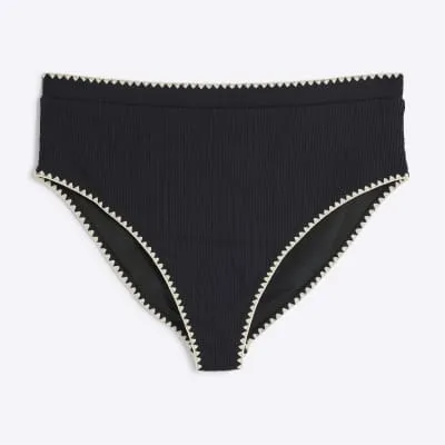 Black Whipstitch High Waisted Brief sold by River Island