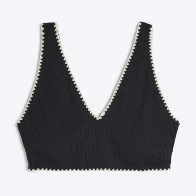 Plus Black Plunge Whipstitch Cami Bikini Top sold by River Island