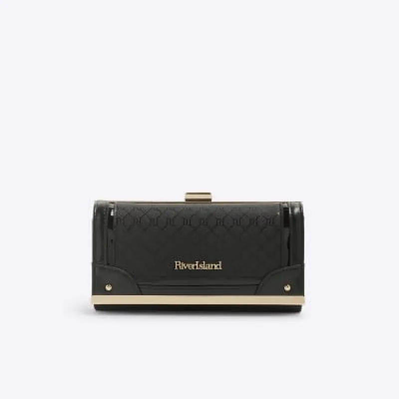 Black Monogram Clip Top Purse sold by River Island