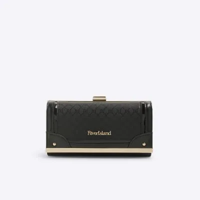 Black Monogram Clip Top Purse sold by River Island