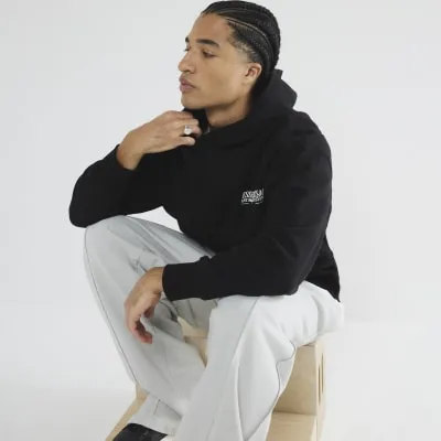 Black Long Sleeve Essentialism Hoodie sold by River Island