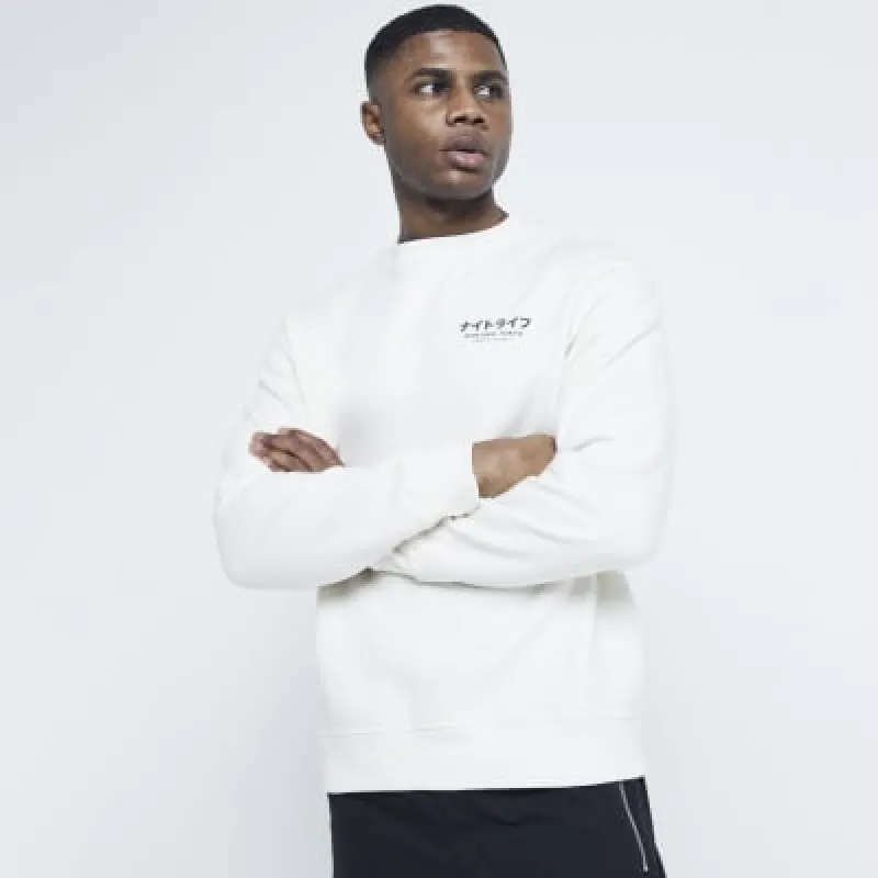 Ecru Regular Fit Shinjuku Sweatshirt sold by River Island