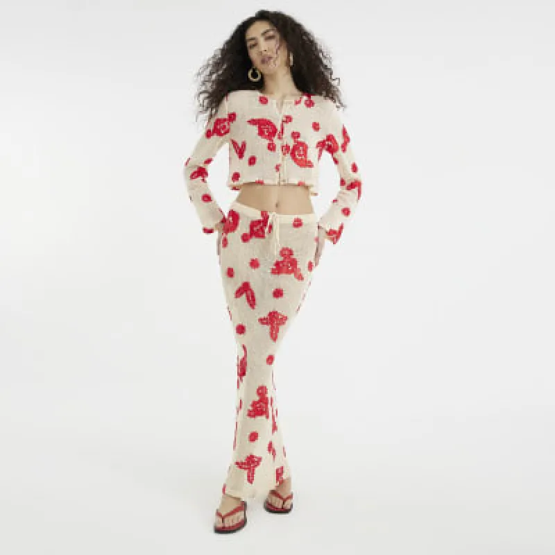 Cream Embroidered Beach Maxi Skirt sold by River Island