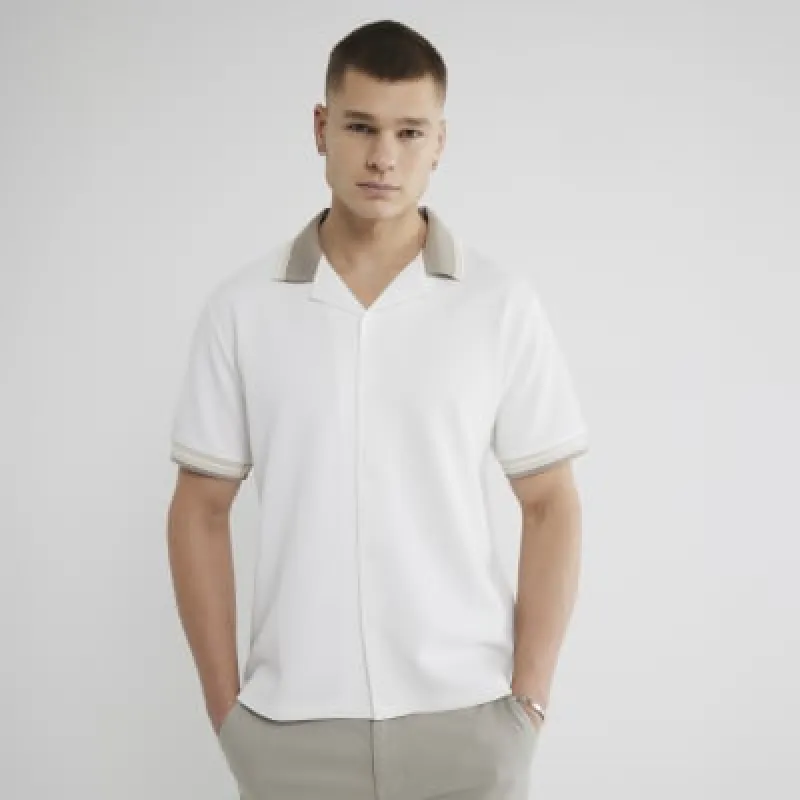 White Slim Fit Tipped Polo Shirt sold by River Island