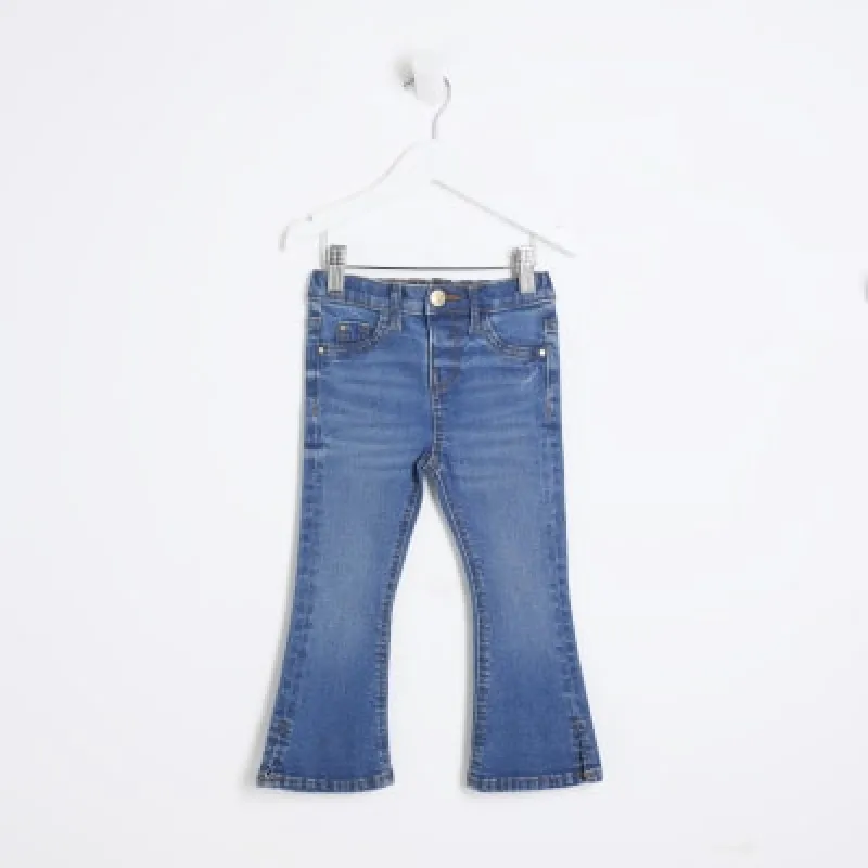Mini Girls Blue Denim Flared Jeans made by River Island