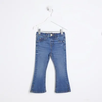 Mini Girls Blue Denim Flared Jeans sold by River Island
