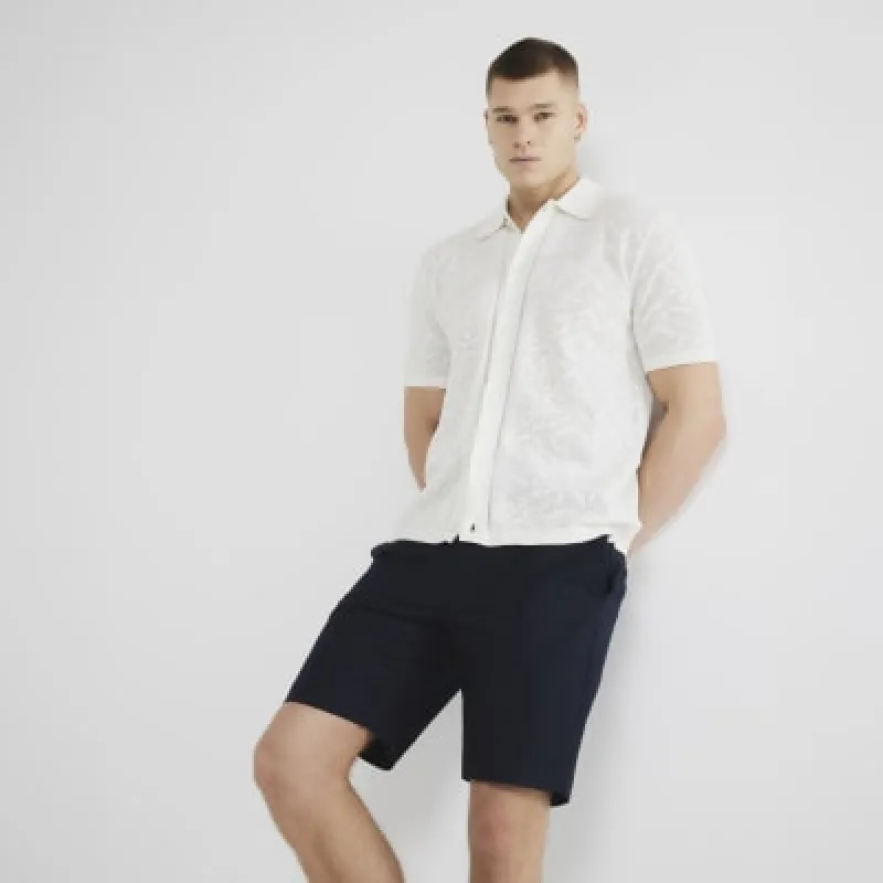 Navy Belted Chino Shorts sold by River Island