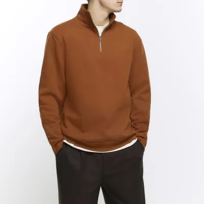 Orange regular fit funnel sweatshirt sold by River Island