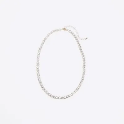 Pink Rose Gold Tennis Necklace sold by River Island