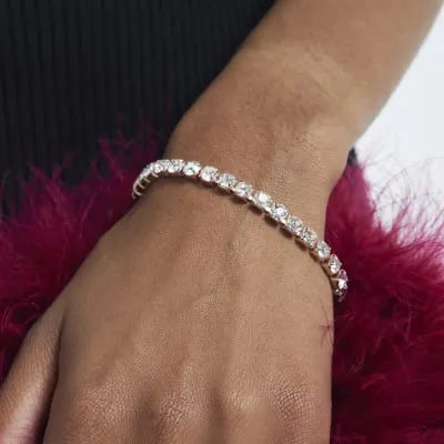 Pink Rose Gold Tennis Bracelet sold by River Island