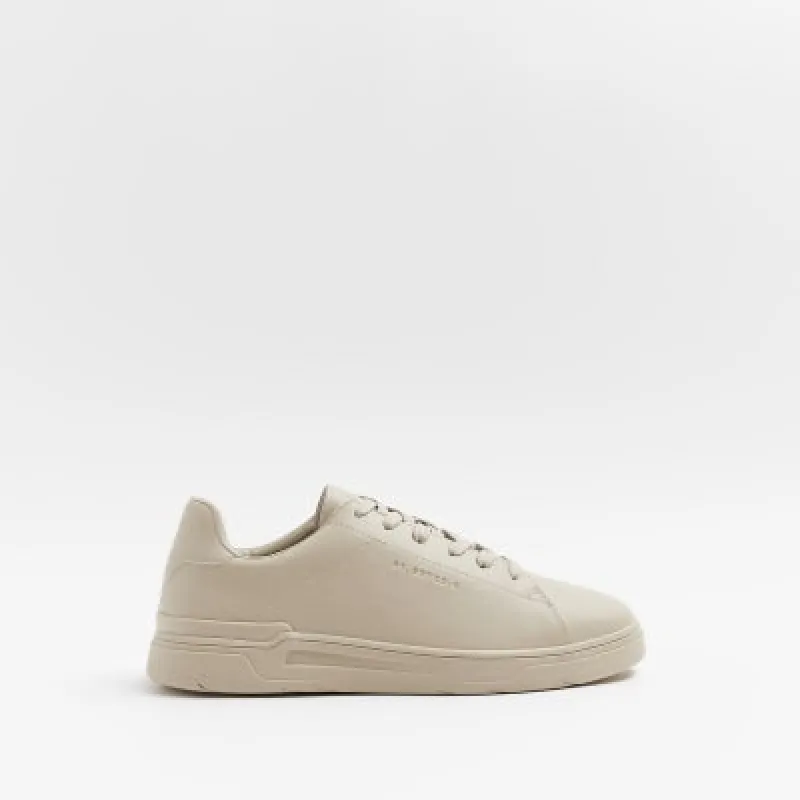 Stone lace up low top trainers sold by River Island