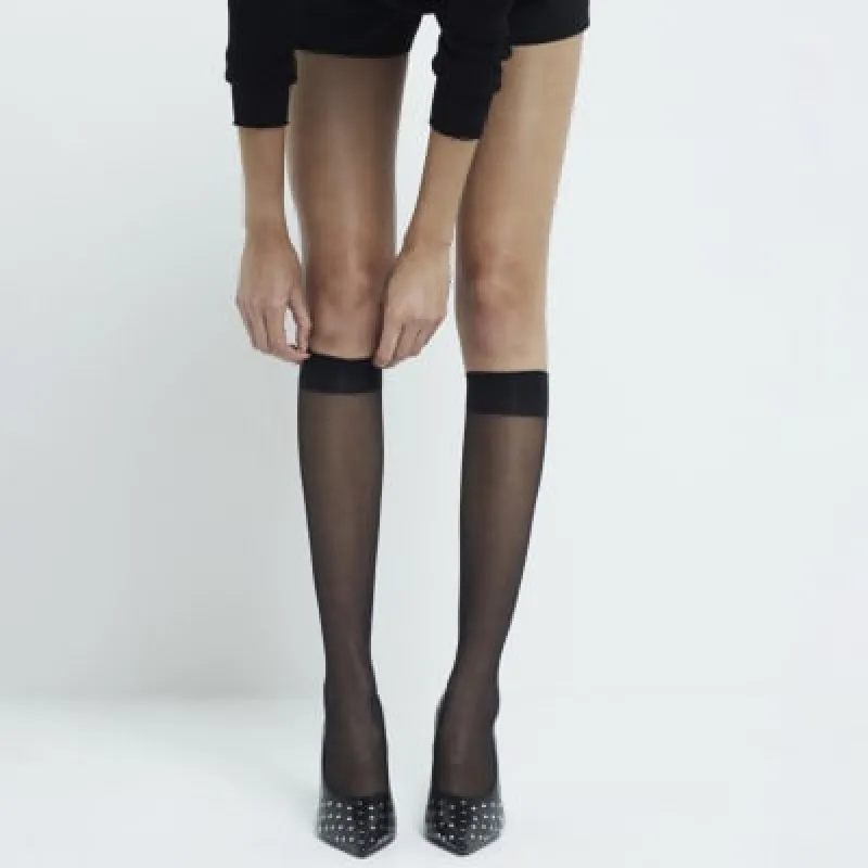 Black Stud Heeled Court Shoes sold by River Island