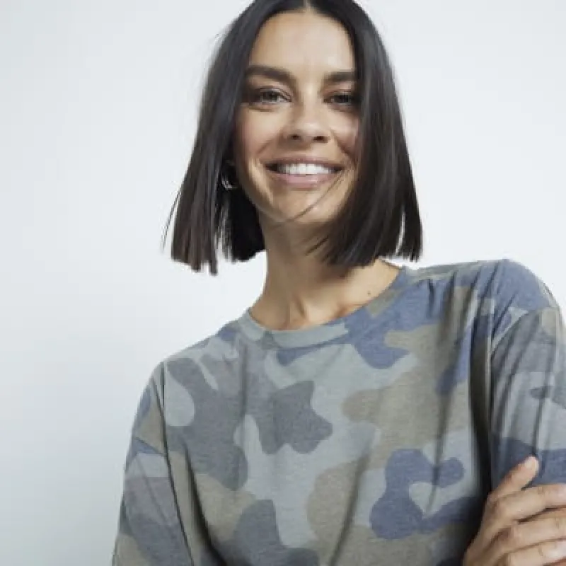 Green Short sleeve Camo Print T-shirt sold by River Island