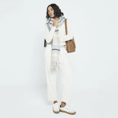 Cream Turned Up Hem Joggers sold by River Island