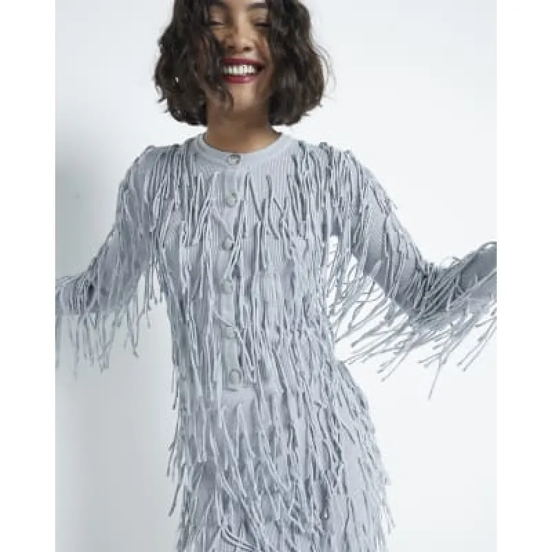 Silver Fringe Cardigan sold by River Island