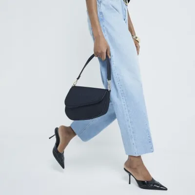 Black RI Monogram Shoulder Bag sold by River Island