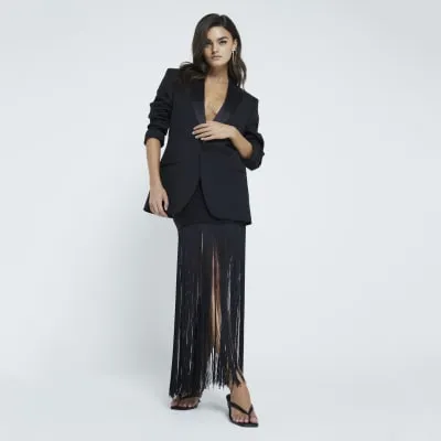 Black Bandage Fringe Mini Skirt sold by River Island