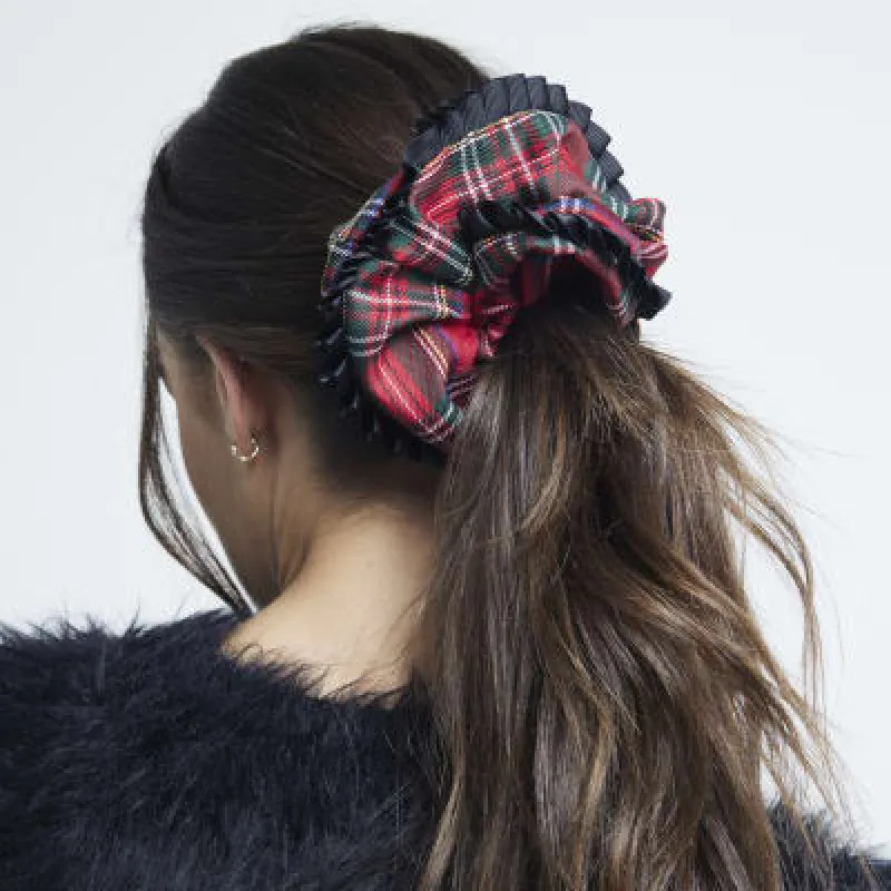 Red Tartan Xmas Ruched Edge Scrunchie sold by River Island
