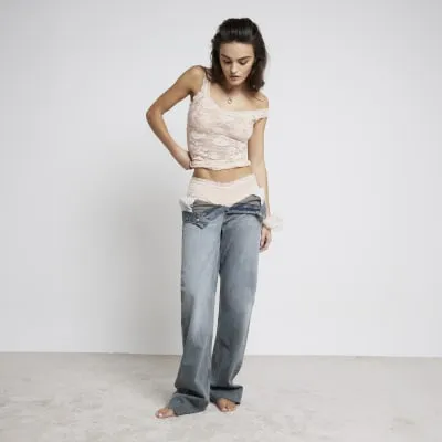 Cream Lace Cami Top sold by River Island