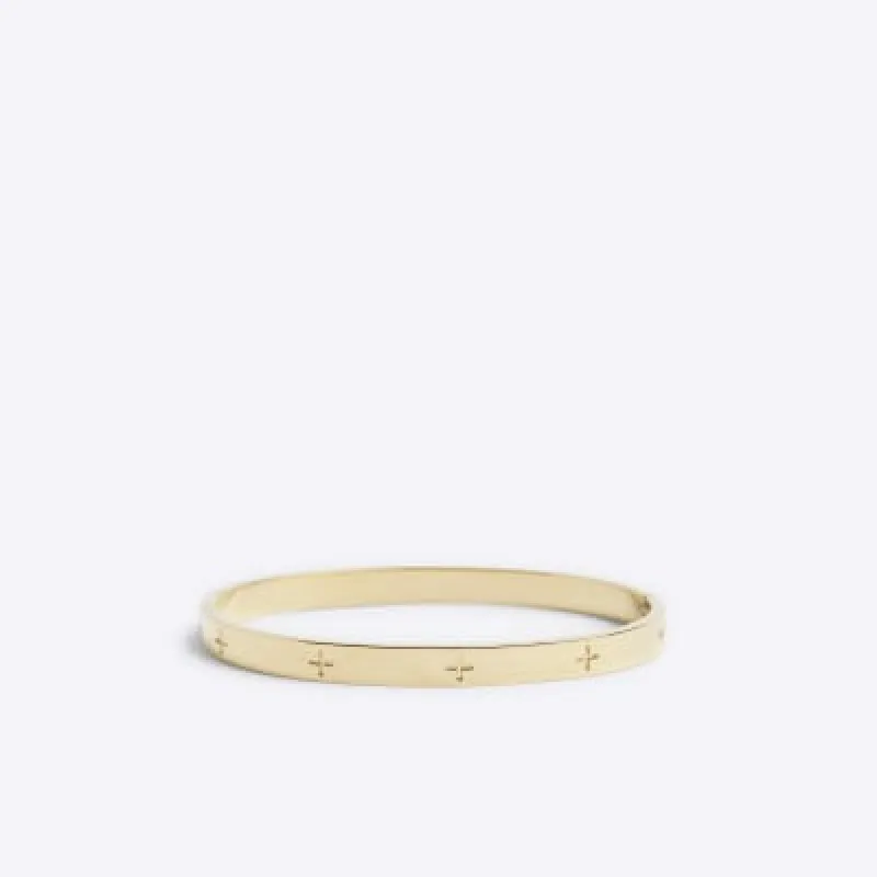 Gold Steel Circle Bangle sold by River Island