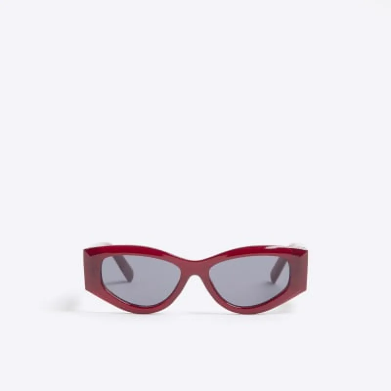Red Cat Eye Slim Chain Sunglasses sold by River Island