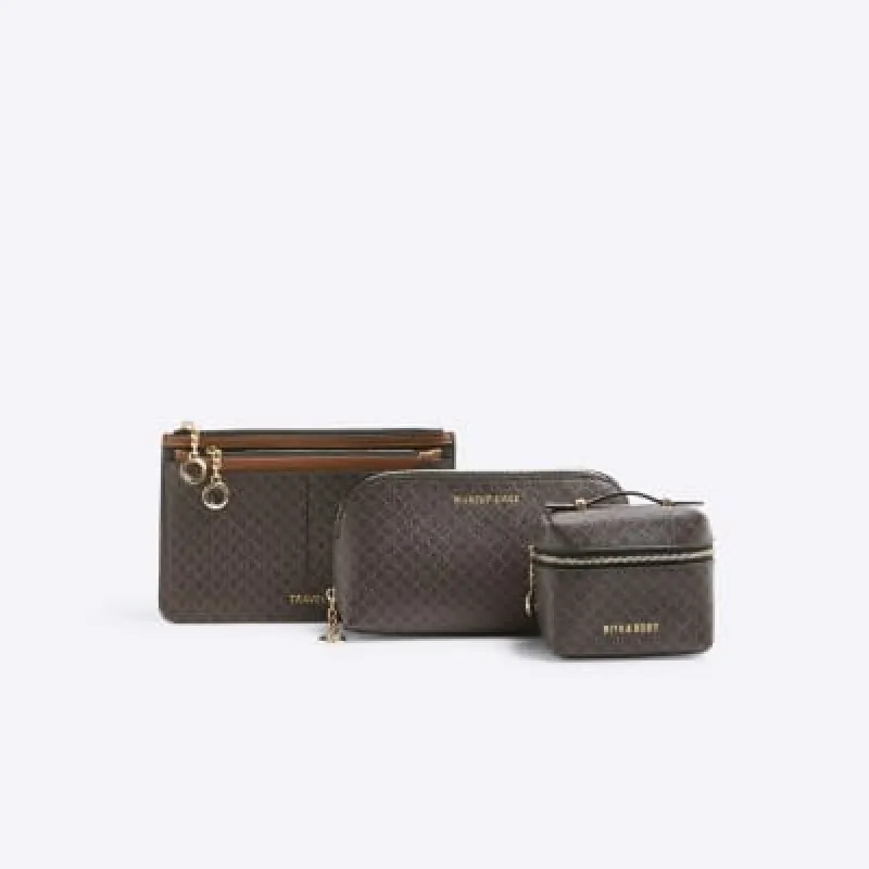 Brown Monogram Travel Bundle Set sold by River Island