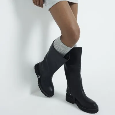 Black Detachable High Leg Boots sold by River Island