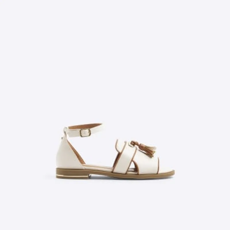 Cream Peep Toe Flat Sandals sold by River Island