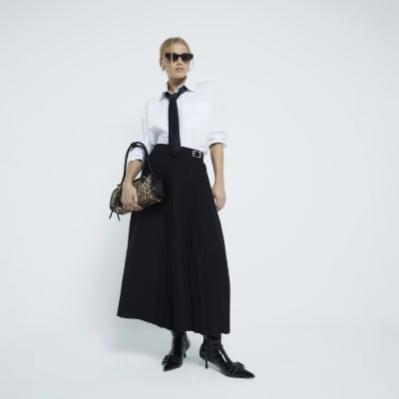 Black Maxi Pleated Skirt sold by River Island