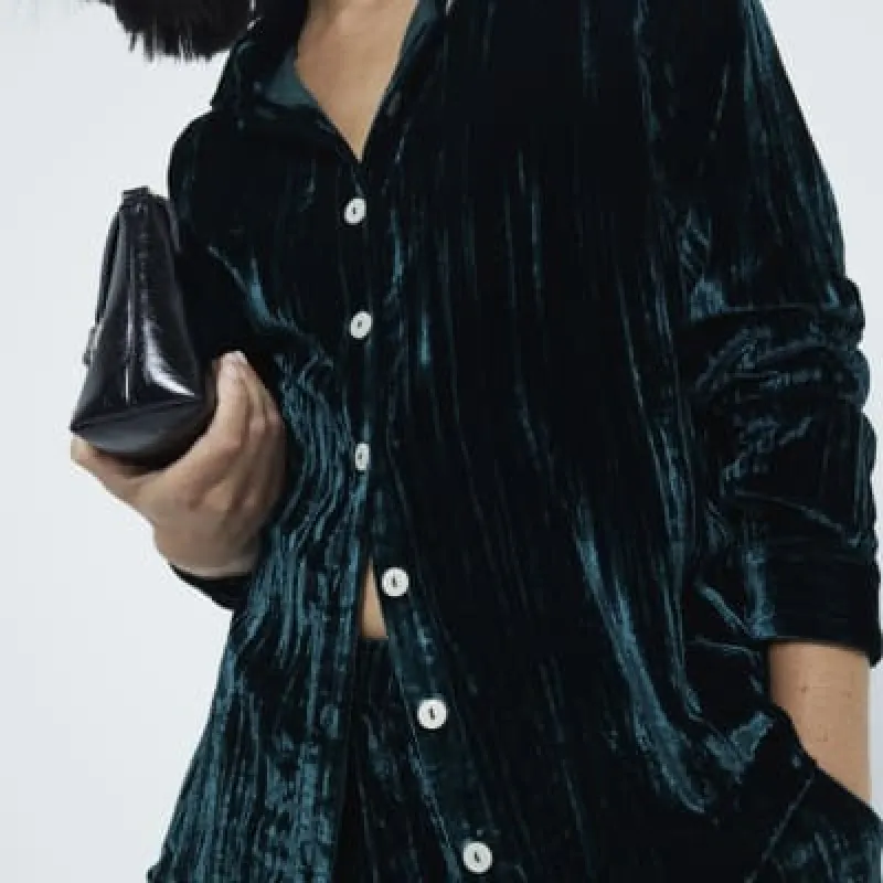 Green Velvet long sleeve Shirt sold by River Island