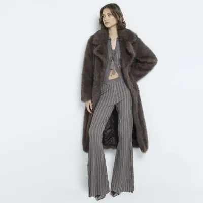 Khaki Flared Knit Trousers sold by River Island